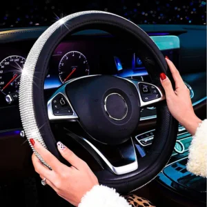 New Diamond Leather Steering Wheel Cover with Bling Bling Crystal Rhinestones, U